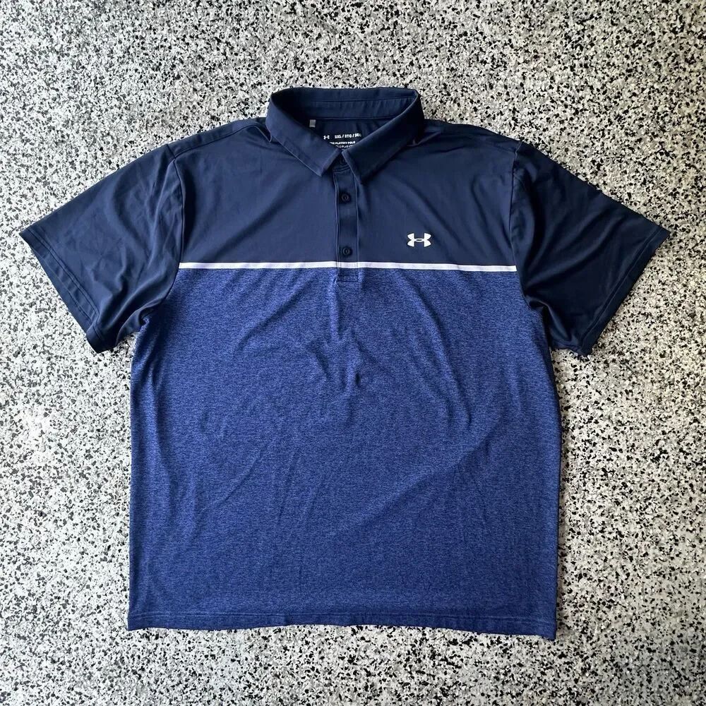 Under Armour The Playoff Polo Shirt Mens 3XL Striped Colorblock Golf Button